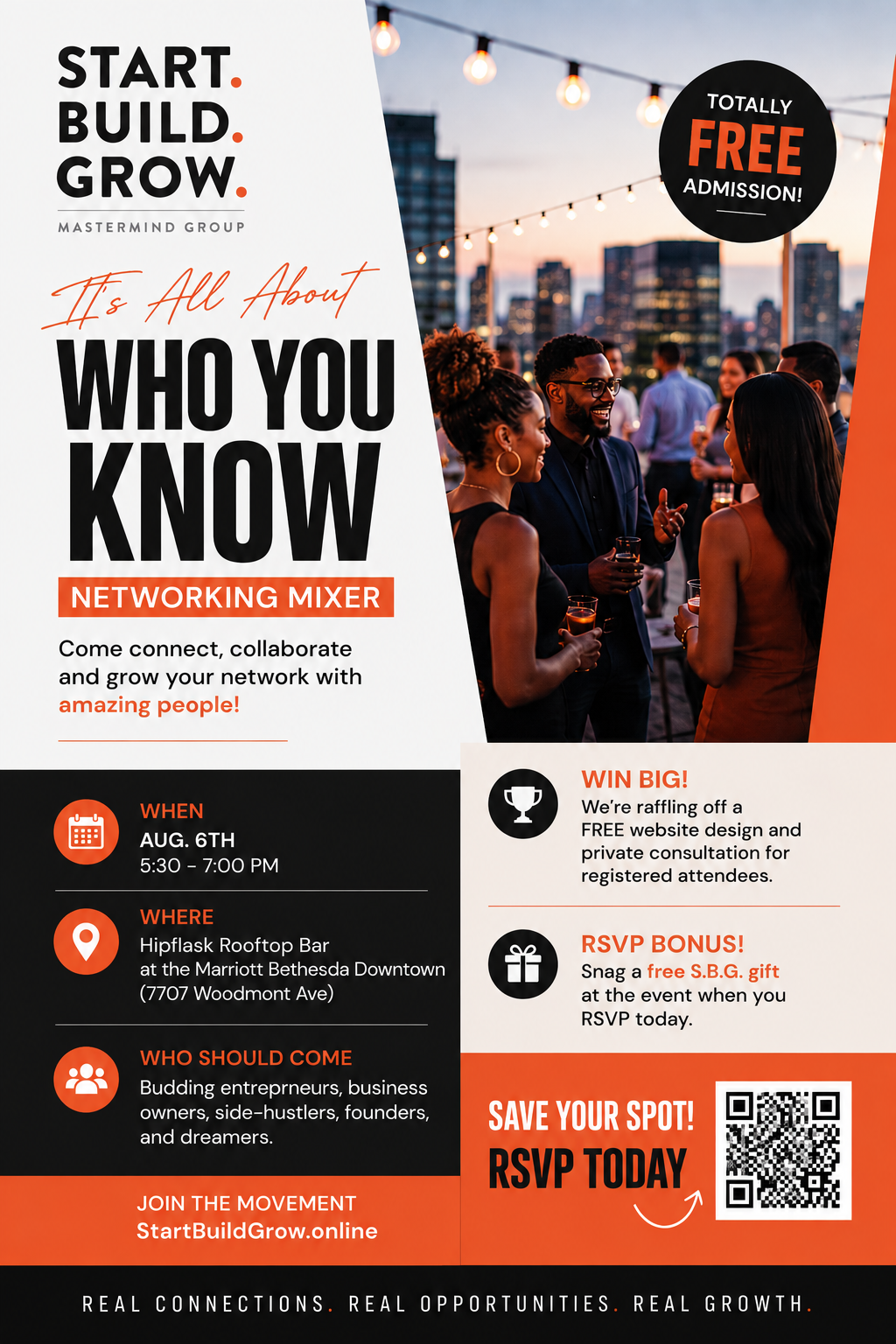 Start Build Grow networking mixer event flyer